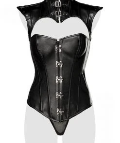 Grey Velvet Corsage With Shoulder Piece Gothic Corsets