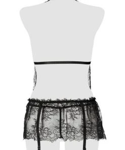 Chemises, Nightwear Grey Velvet Lace Set