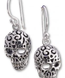Seventh Sense Silver Skull Earrings