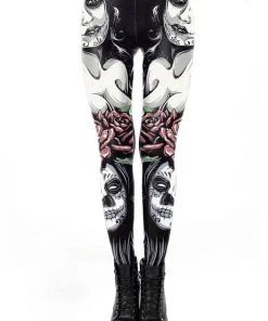 Ocultica Día De Muertos Leggings Ladies Gothic Clothing
