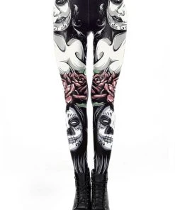 Ocultica Día De Muertos Leggings Ladies Gothic Clothing