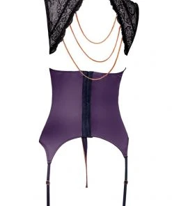 Abierta Fina Purple Basque And String Lingerie Sets