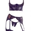 Lingerie Sets Abierta Fina Rhinestone Suspender Set