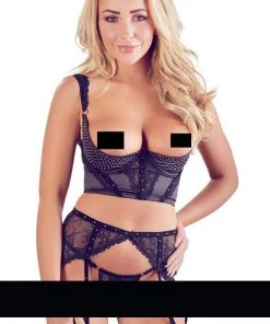 Lingerie Sets Abierta Fina Rhinestone Suspender Set