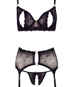 Abierta Fina Bra Set With Slits In The Cups