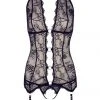 Abierta Fina Lace Basque And String Lingerie Corsets