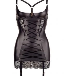 Abierta Fina Lingerie Dress With Suspender Straps