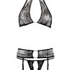 Lingerie Sets Abierta Fina Suspender Lingerie Set (XL)