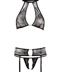 Lingerie Sets Abierta Fina Suspender Lingerie Set (XL)