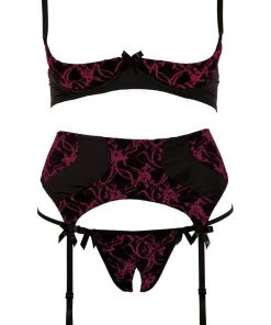 Abierta Fina Red Shelf Bra Set Lingerie Sets