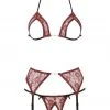 Lingerie Sets Abierta Fina Red Suspender Set