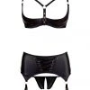 Abierta Fina Shelf Bra Set With Suspender Straps Lingerie Sets