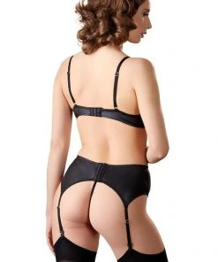 Abierta Fina Shelf Bra Set With Suspender Straps Lingerie Sets