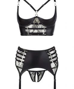 Abierta Fina Suspender Lingerie Set