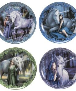 Gothic Gifts Anne Stokes Unicorn And Maiden Plates