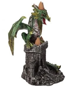 Puckator Dragons Castle Triple Backflow Incense Burner Green