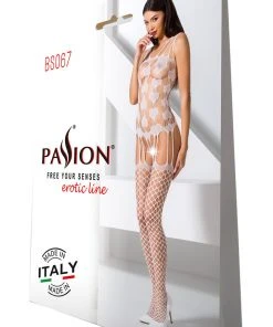 Passion Lingerie Passion Bodystocking BS067 White Bodystockings