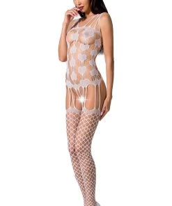 Passion Lingerie Passion Bodystocking BS067 White Bodystockings
