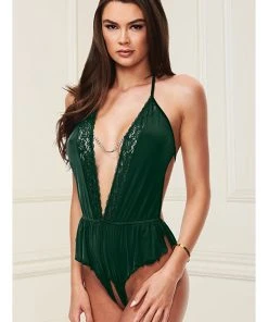Baci Lingerie Baci Green Sexy Satin Teddy