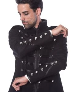 Mens Gothic Clothing Banned Military Jacket Black
