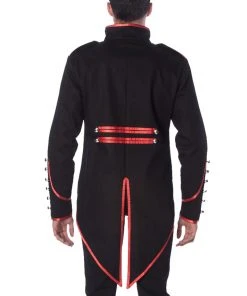 Mens Gothic Clothing Banned Military Jacket Red