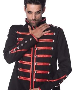 Mens Gothic Clothing Banned Military Jacket Red