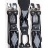 Mens Steampunk Clothing Banned Rockabilly Braces Argyle Grey