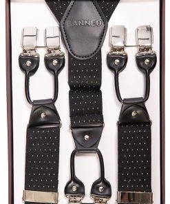 Banned Rockabilly Braces Black Polka Dot