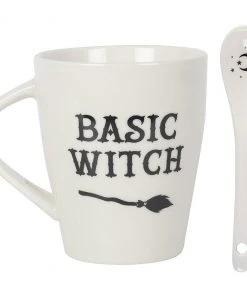 Something Different Kitchen Basic Witch Mug And Spoon Set White