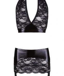 Ladies Fetish Clothing Black Level Top And Skirt