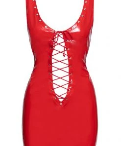 Black Level Red Vinyl Dress (2XL) Ladies Fetish Clothing