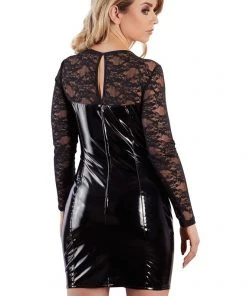 Black Level Vinyl Dress With Lace