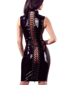 Black Level Vinyl Dress With Lacing Ladies Fetish Clothing