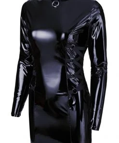 Ladies Fetish Clothing Black Level Vinyl Dress Long Sleeve