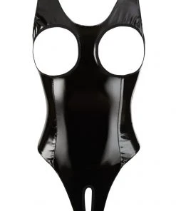 Black Level Vinyl Open Cup Body Ladies Fetish Clothing