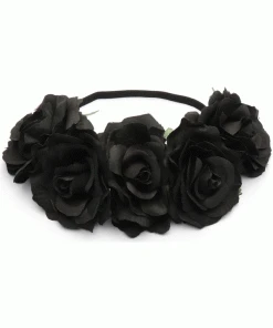 Gothic Hair Accessories Black Rose Gothic Hairband Garland Hair Pins, Combs, Hairbands