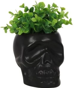 Something Different Black Skull Plant Pot Garden
