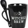 Something Different Witches Brew Mug And Spoon Set Black Kitchen