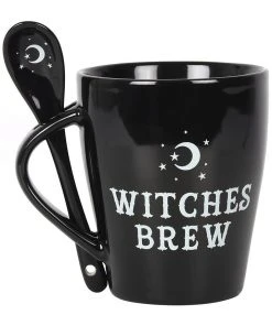 Something Different Witches Brew Mug And Spoon Set Black Kitchen