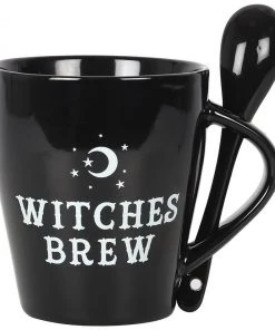 Something Different Witches Brew Mug And Spoon Set Black Kitchen
