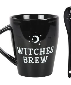 Something Different Witches Brew Mug And Spoon Set Black Kitchen