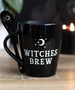 Something Different Witches Brew Mug And Spoon Set Black Kitchen