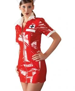 Ladies Fetish Clothing Black Level Nurse Dress Red