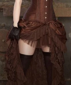 Burleska Elvira Long Steampunk Skirt Brown