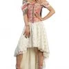 Ladies Gothic Clothing Burleska Gypsy Dress Coral Cream