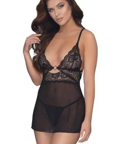 Cottelli Collection Chemises, Nightwear Cottelli Lingerie Black Babydoll Set