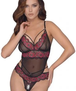 Cottelli Collection Body, Bodysuits, Teddies Cottelli Black Red Body