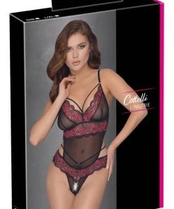 Cottelli Collection Body, Bodysuits, Teddies Cottelli Black Red Body