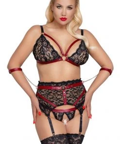 Cottelli Collection Bondage Cottelli Bondage Plus Size Suspender Set Ladies Fetish Clothing