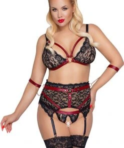 Cottelli Collection Bondage Cottelli Bondage Plus Size Suspender Set Ladies Fetish Clothing